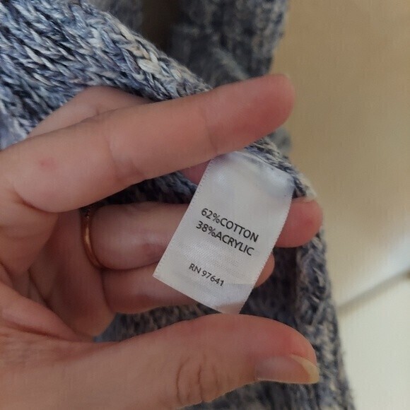 J. Jill Marled Knit Cardigan Sweater Cotton Blue Long Line Sz Small - Picture 4 of 9